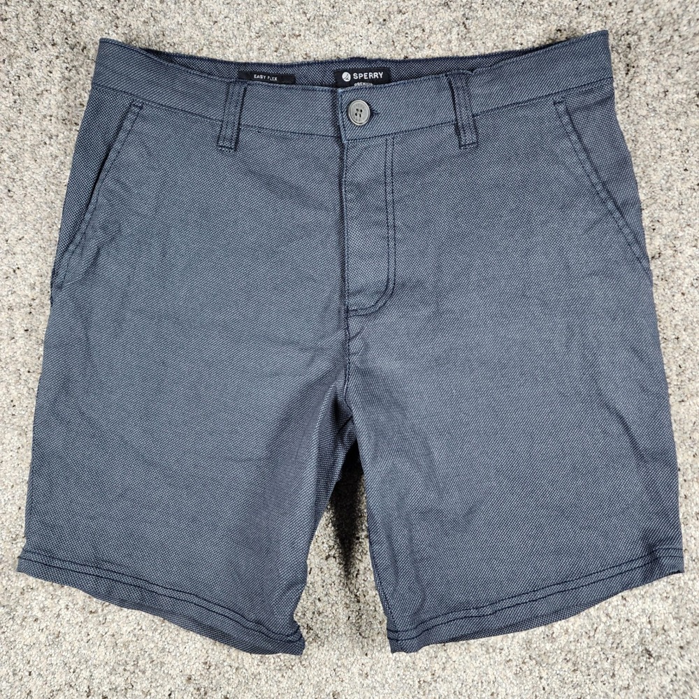 Sperry Shorts Men 32 Easy Flex Blue Textured Stretch Chino Excellent